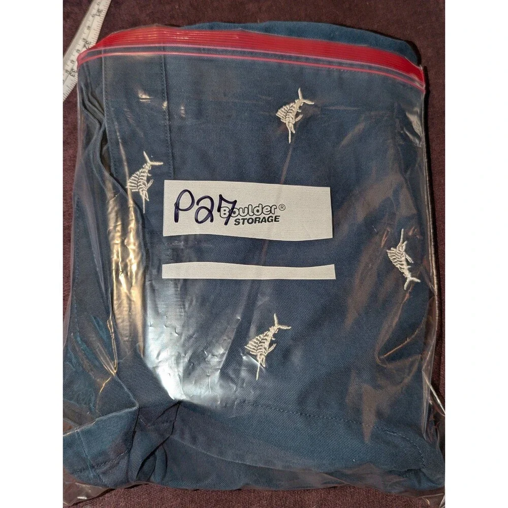 Coastal Fishermam Preppy Vineyard Vines Marlin Embroidered Club Shorts 36 Navy